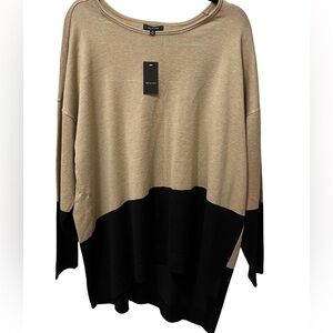 🆕 VERVE AMÍ Beige and Black blocked asymmetrical sweater size 2X